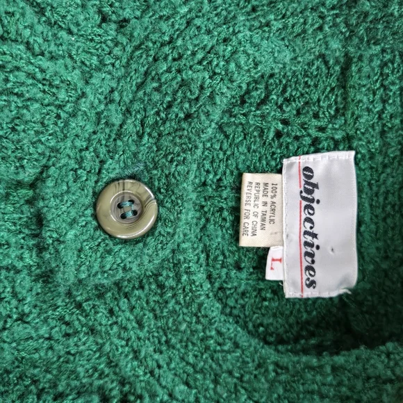 Objectives Vintage Green Shaw Cardigan‎ Sweater LARGE - Picture 7 of 7